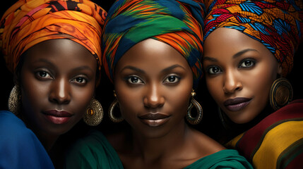 A close-up portrait of African young beautiful women together