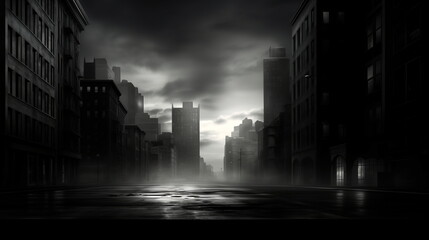 Grayscale Urban Noir Landscape background - obrazy, fototapety, plakaty