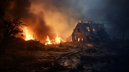A house damaged by fire the consequences 