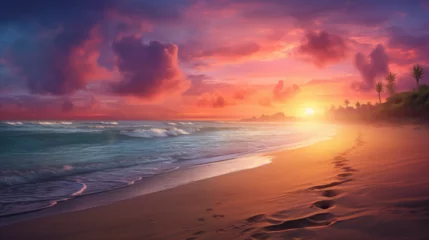 Türaufkleber sunset over the beach © daniil
