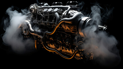 A running woundup internal combustion engine  - obrazy, fototapety, plakaty