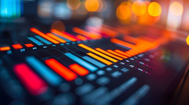 Abstract Digital Art Colorful Blurred Lines and Digital Charts