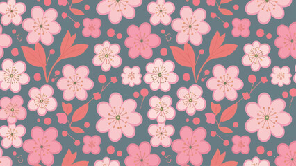 Flat Design Vector Illustration of Cherry Blossoms 