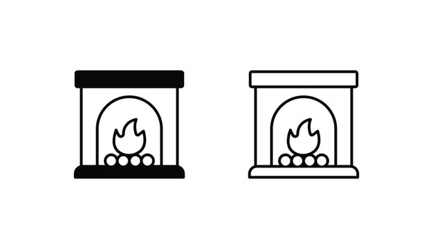 Fireplace icon design with white background stock illustration