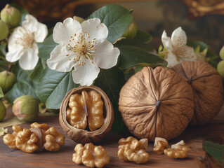 walnut with flowering branch