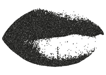 Lips with a retro photocopy effect. y2k elements for design. The contemporary anti-design trend.