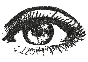The eye with a retro photocopy effect. y2k elements for design. The contemporary anti-design trend.