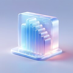 Glossy stylized glass icon of bar, cubes, diagram, charts, finance, visualization
