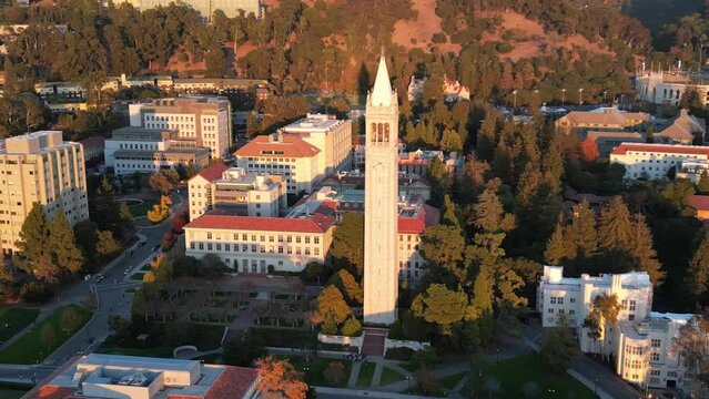 Aerial video of the UC Berkeley campus and Sather Tower