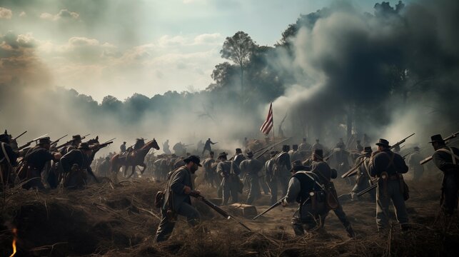 USA photo of people participate as a hobby in American Civil War reenactment