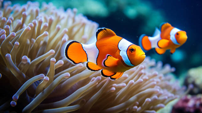 Anemone fish clown fish underwater photo