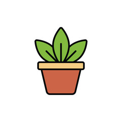 Potted Plant icon design with white background stock illustration