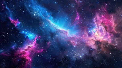 Panoramic view of the galaxy and star. Abstract space background