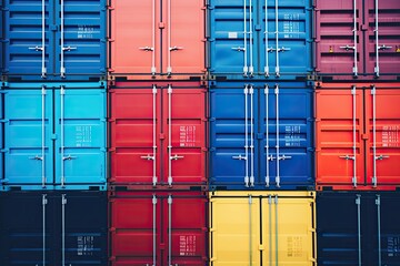 Background cargo in containers freight ships for import export business - obrazy, fototapety, plakaty