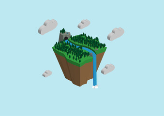 isometric floating island