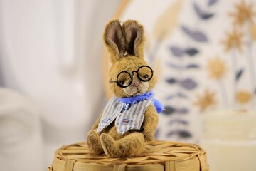 teddy rabbit wearing glasses