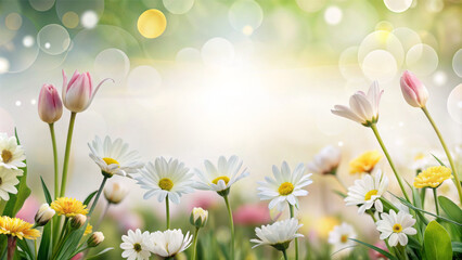 Obraz na płótnie Canvas Banner with spring flowers background. Greeting card.