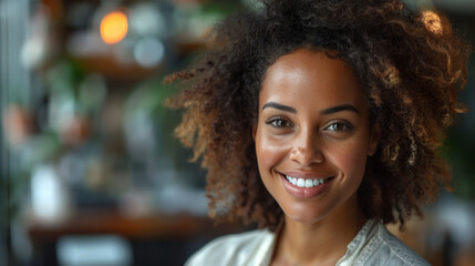 A close-up portrait of a successful African or African American woman