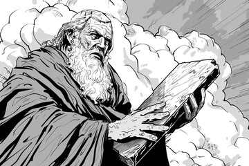 Moses with law tablet anime