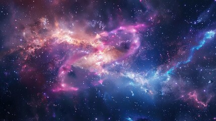 Panoramic view of the galaxy and star. Abstract space background