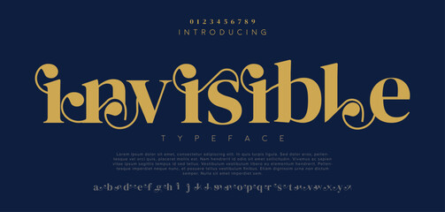 Swash invisible vintage creative alphabet luxury serif font typeface vector illustration
