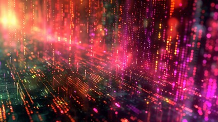 An artistic backdrop featuring intricate programming patterns and digital code, symbolizing the beauty of software development and data processing.