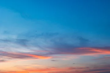 Poster Beautiful partly cloudy sky at sunset or sunrise with pastel colors © senerdagasan