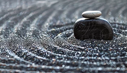 Foto op Canvas A meticulously designed Zen rock garden in a Buddhist temple - emanating tranquility and mindfulness - the hallmarks of Zen Buddhism." © Davivd