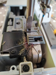 Fluff clogged sewing machine