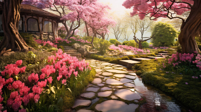 Beautiful photo of a Spring garden for background