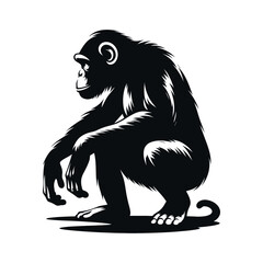 Silhouette of a Chimp in Vector, Artful Graphic Representation