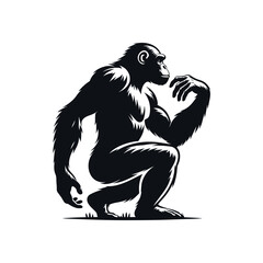 Fototapeta premium Silhouette of a Chimp in Vector, Artful Graphic Representation