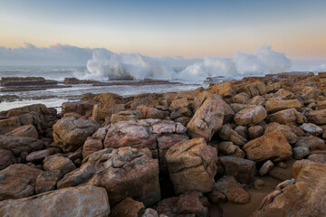 Stormy seas and massive waves crash on the Wild Coast South Africa