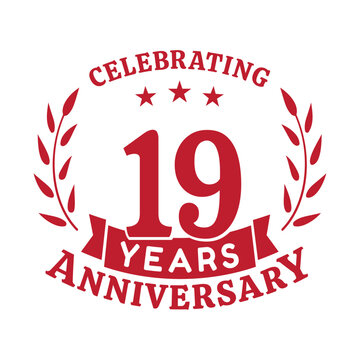 19th anniversary celebration design template. 19 years vector and illustration