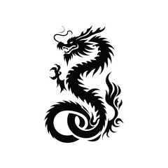 Obraz premium Silhouette of green wood chinese dragon symbol of the 2024 chinese new year