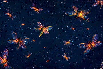 A multitude of butterflies can be seen gracefully flying in unison through the air.