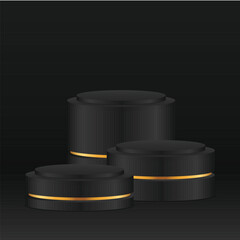 Blank round pedestal studio scene black circular awarded podium for outstanding luxury product