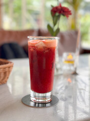 healthy drink in glass on the table