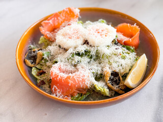 tuna salad with cheese in plate