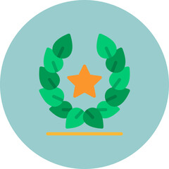 Laurel Wreath Flat Circle Icon