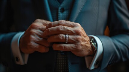 A close-up of a man's adorned hand. Generative Ai