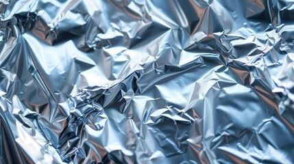 A close-up of a gorgeous, crumpled aluminum foil piece. Generative Ai