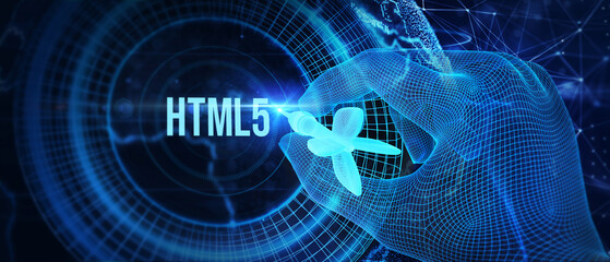 The concept of business, technology, the Internet and the network.  HTML5. 3d illustration