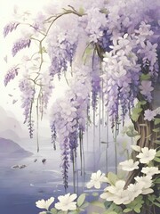 view of Wisteria tree in a river