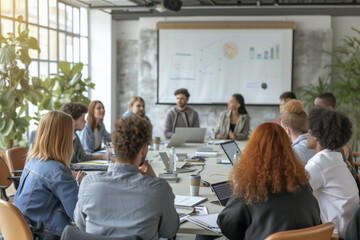 racially diverse team engaging in a brainstorming session, some with digital devices and others with traditional notebooks
