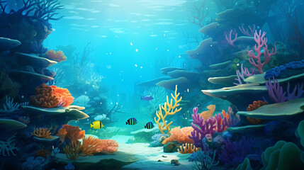 Coral reef background underwater marine life ecosy