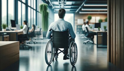 A person in wheelchair at office environment