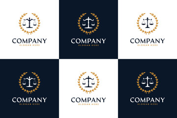 set of attorney , law firm , balance , crime, logo design template.