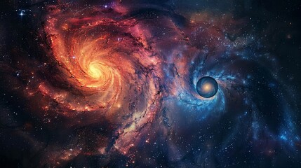 Discover the beauty of digital art with our vivid spiral galaxy. Stars and cosmic dust merge to create a captivating scene, evoking awe and wonder