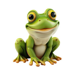 Fototapeta premium Frog, 3d icon of green frog isolated on a transparent or white background, png